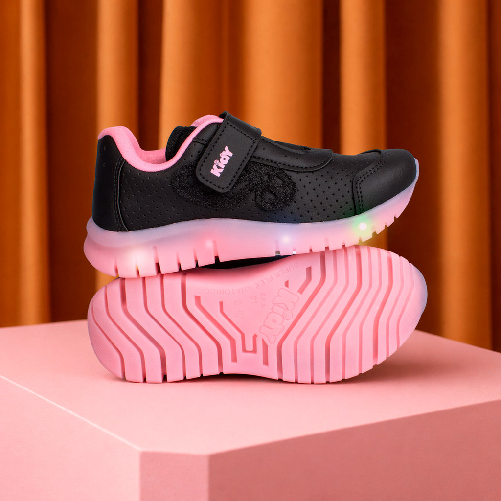 Tenis Infantil Menina Kidy Light Fun Luz Led Escolar Conforto Leve Escolar Estilo Moderno