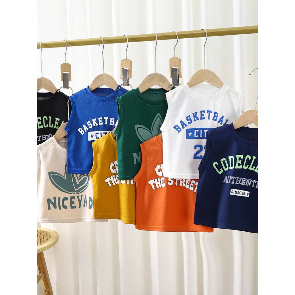 Crianças sem mangas camiseta meninos meninas coreano Casual topos respirável de secagem rápida colete esportivo estilo f