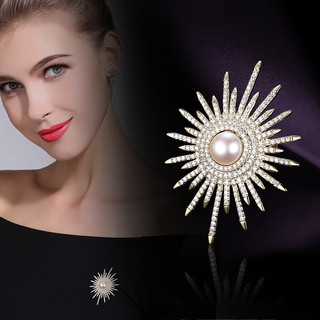 Diamante completo espinho pino brilhante girassol Corsage novo estilo broche High-End moda terno camisola Cardigan acess