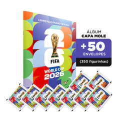 Capa Mole + 50 Envelopes (350 Figurinhas) Álbum Copa do Mundo 2026 - Oficial Panini