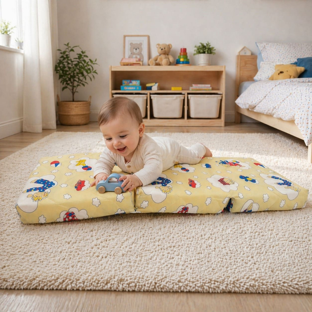 Puff Articulado Infantil Multiuso - Colchão Dobrável Prático Estampa Divertida