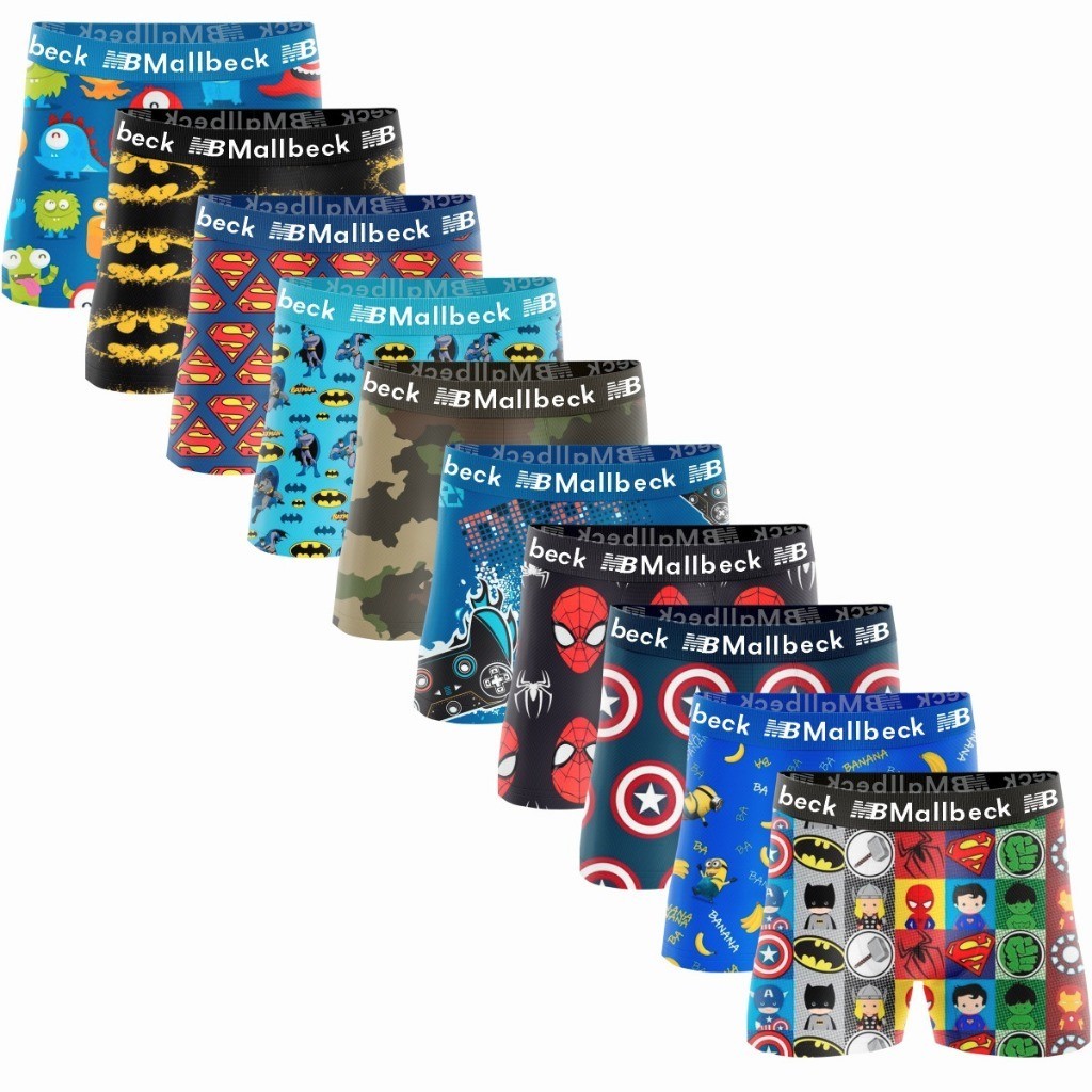 Kit Cueca Infantil Boxer Menino Forro 100% Algodão Conforto Premium Antialérgica Mallbeck