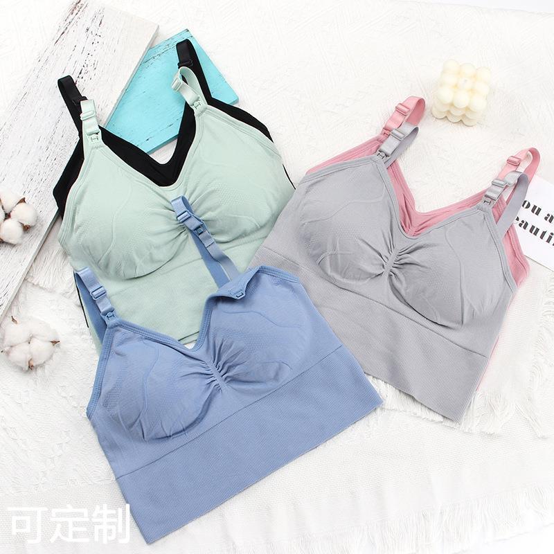 Sutiã de enfermagem fivela frontal Push-Up roupa interior em forma de U bonito colete traseiro sem anel de aço mamãe sut