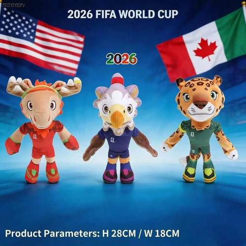 Ursos De Pelúcia Mascote Da Copa Do Mundo 2026 Tamanho 30 Cm Eua / Mex / Can