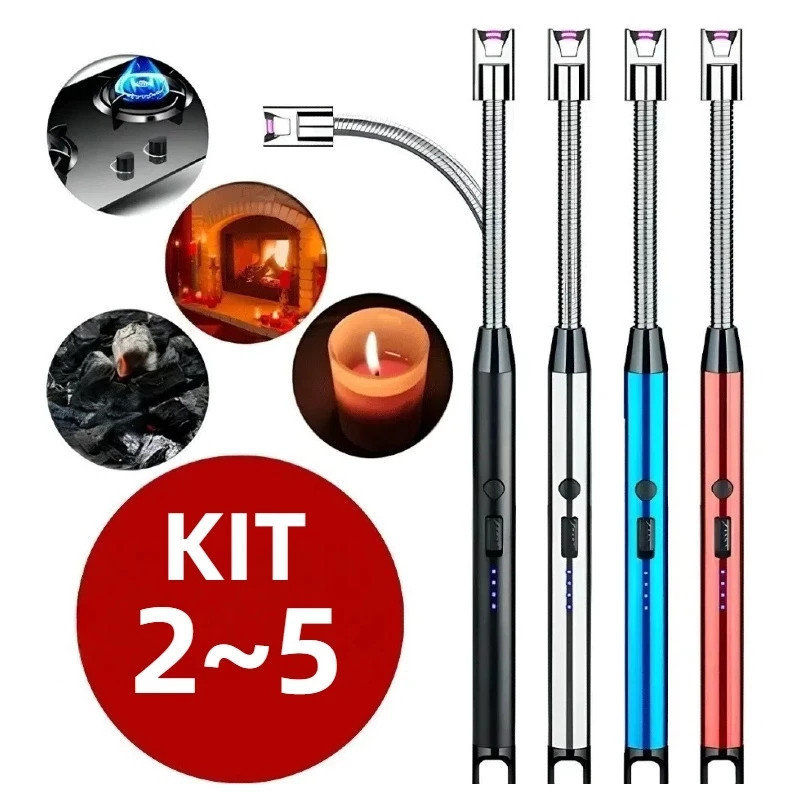 Kit 2/3/4/5 Acendedor De Fogão Isqueiro Eletrico Fogão Churrasqueira Vela Original Recarregavel USB