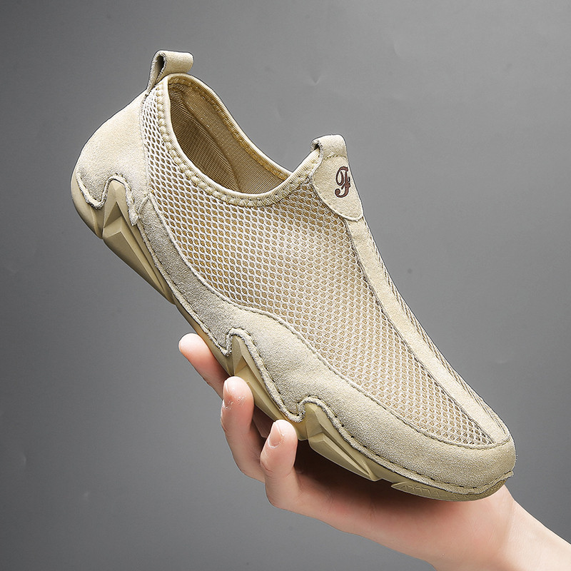Verão deslizamento-em sapatos de malha oco sapatos masculinos respirável fino leve malha sapatos casuais masculinos sapa