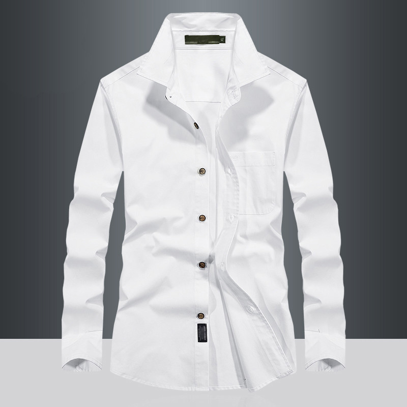 Camisa masculina de manga comprida genuína 2025 primavera novo estilo versão coreana camisa branca Slim-fit primavera ou