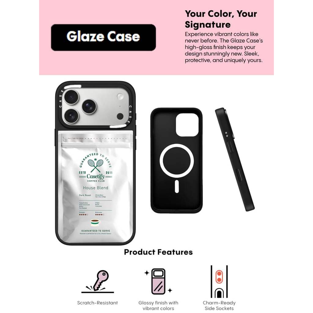 CASECASE X Bolsa De Grãos De Café Capa De Esmalte De Sucção Magnética Resistente A Arranhões Para IPhone 17 Air 16 15 14