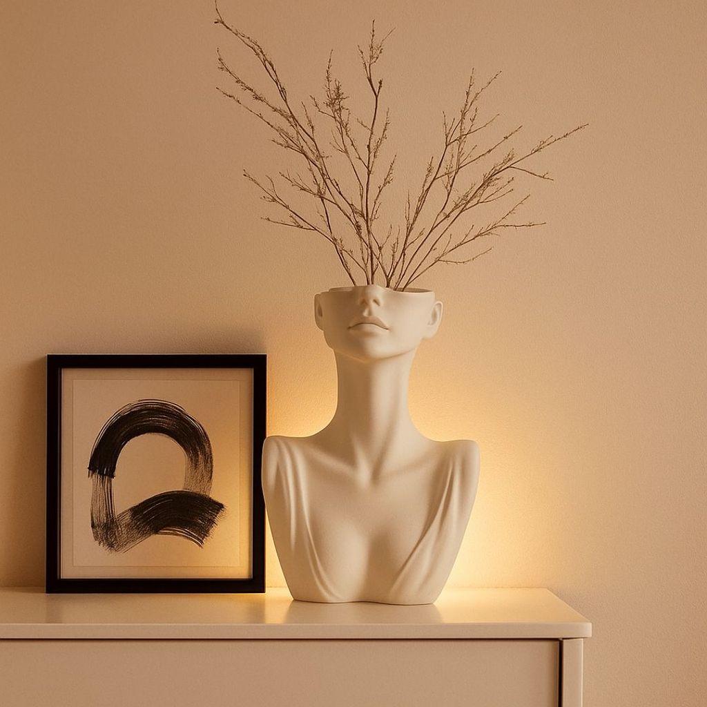 Vaso Decorativo Feminino Branco 13cm Mesa Centro Sala Lais