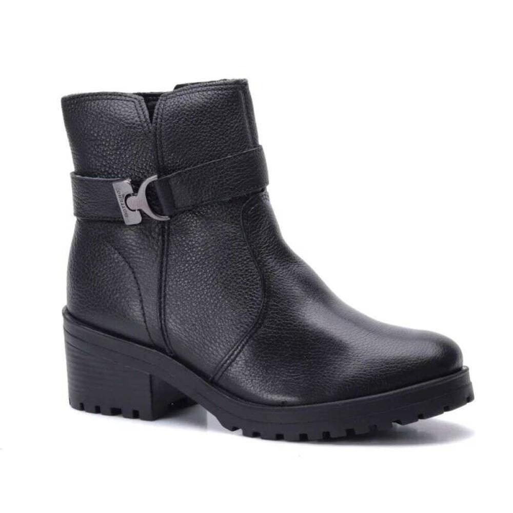 Imagem Coturno Feminino Bottero Couro Com Fivela - Preto