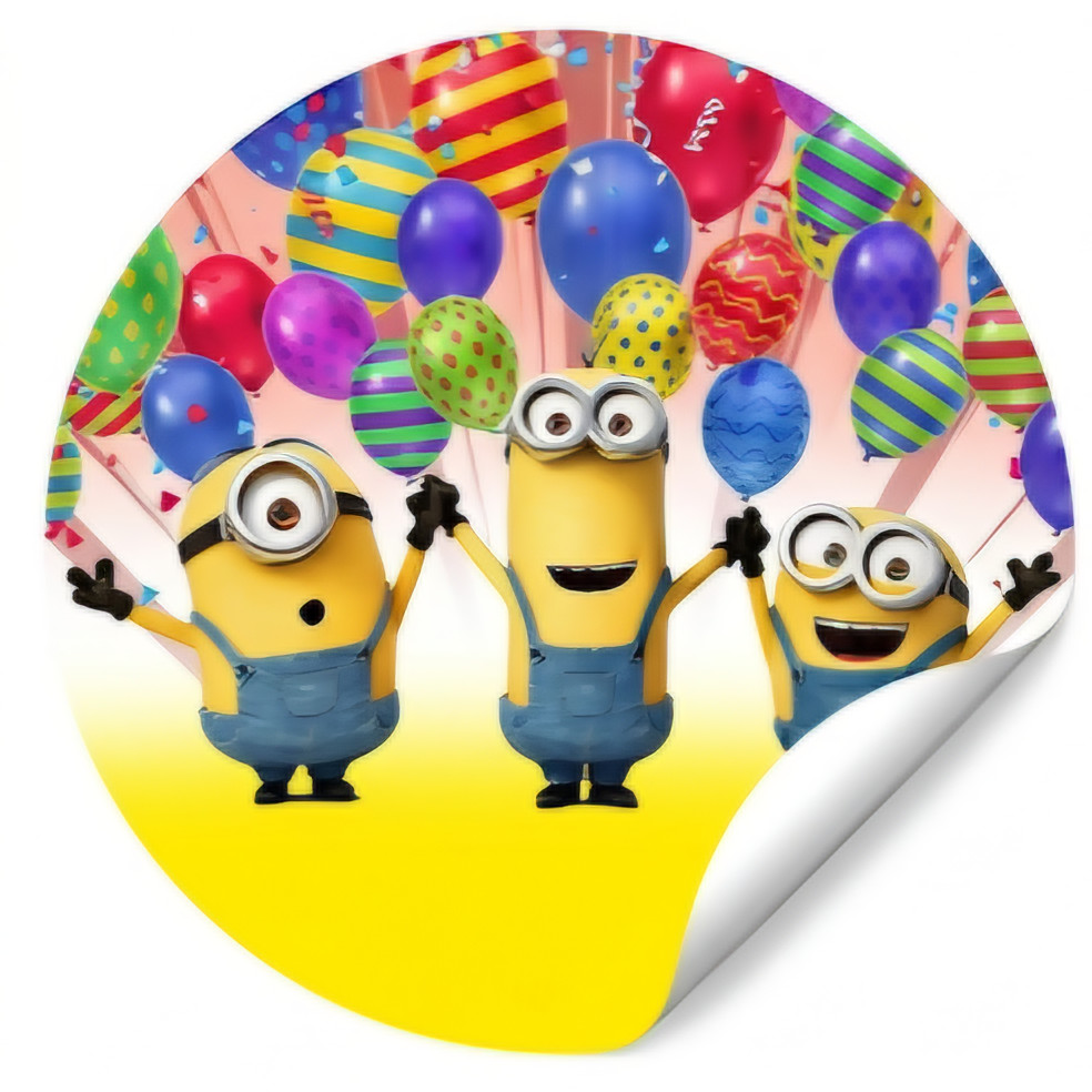 120 Adesivos Minion Minions Meu Malvado Favorito Aniversário Bola Redondos - 3cm 4cm 5cm 2