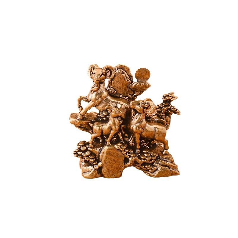 Ornamentos Sanyang Kaitai de latão, escritório doméstico, mesa, chá, animais de estimação, pequenos ornamentos, artesana