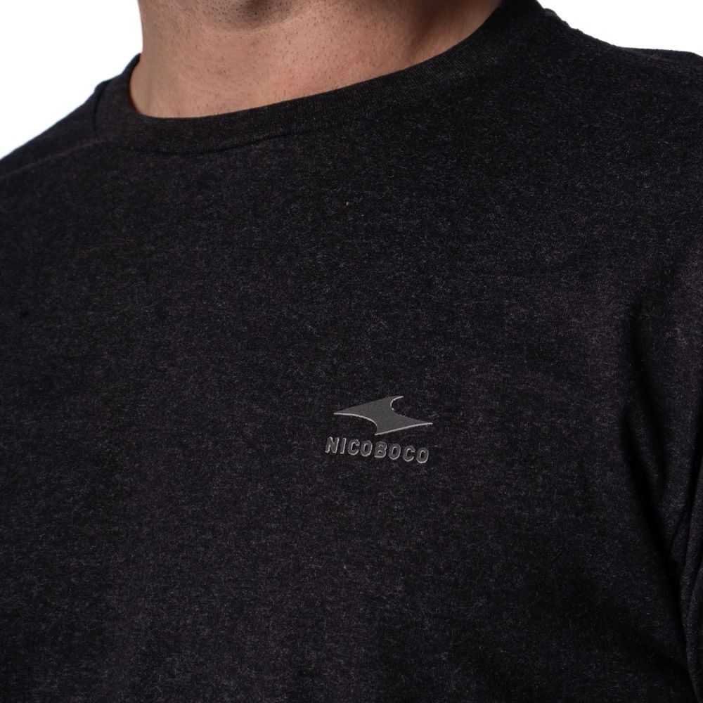 Camiseta Masculina Nicoboco Mesclada Manga Longa Preto