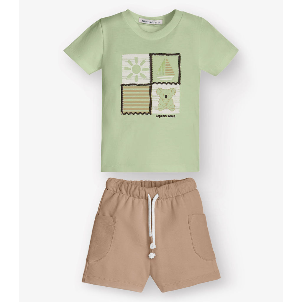 Conjunto Camiseta com Bermuda Menino Trick Nick Verde