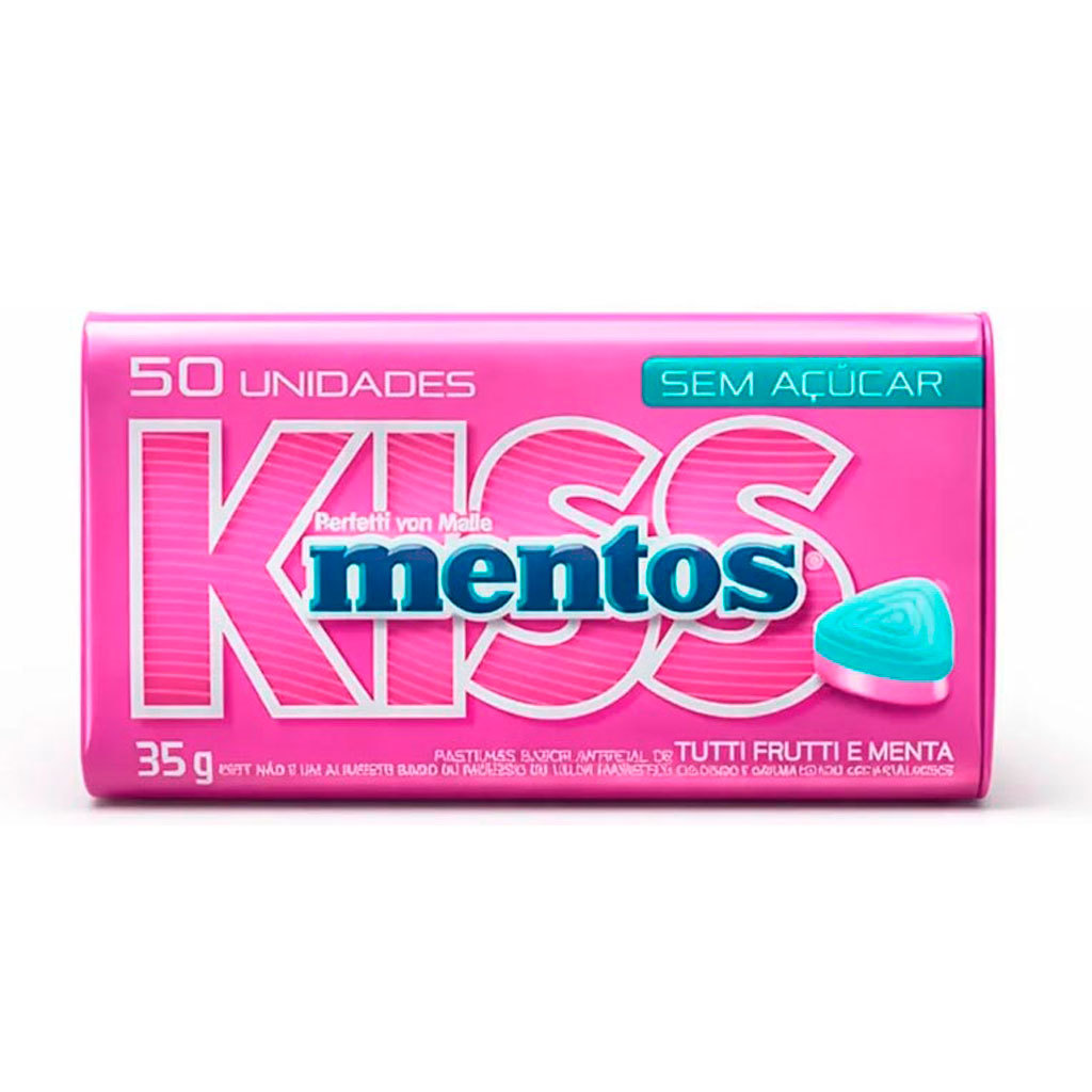 Pastilha Mentos Kiss Zero Açúcar Tutti Frutti e Menta 35g - Perfetti