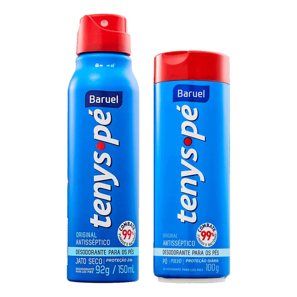 Kit Tenys Pé Baruel Em Pó E Spray Jato Seco 120ml / 92g Desodorante Para Pés
