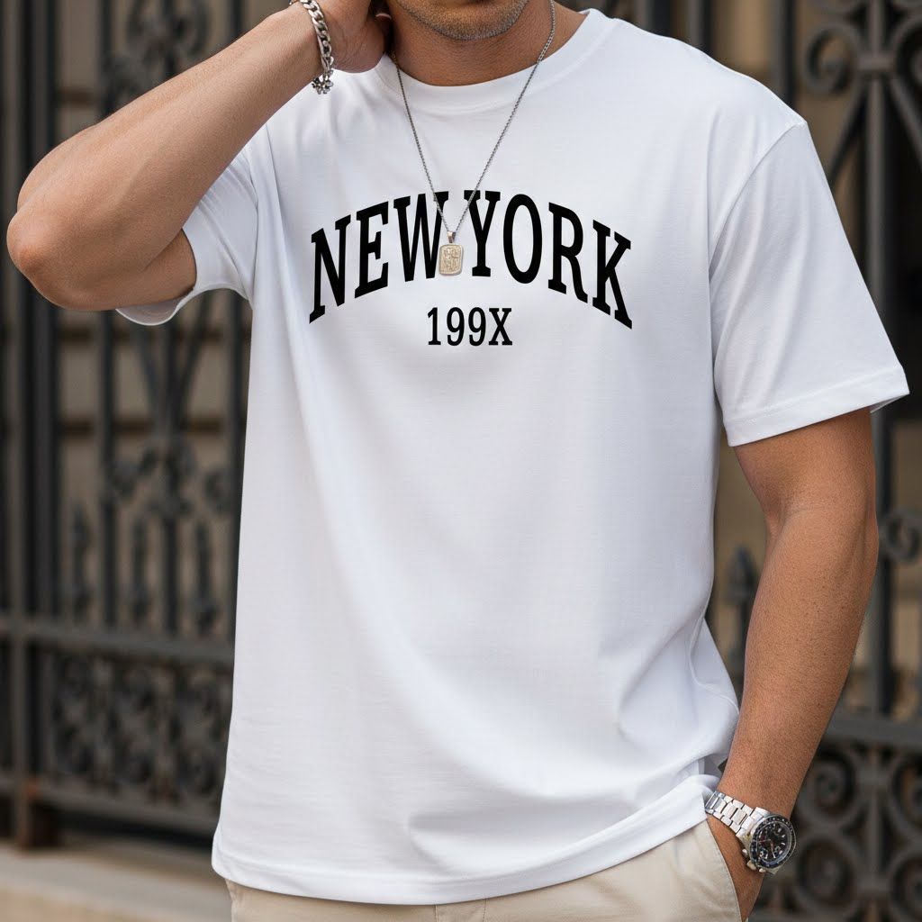 Camiseta Básica Casual Masculina Estampada New York 199X Estiloso Premium Academia Treino Presente