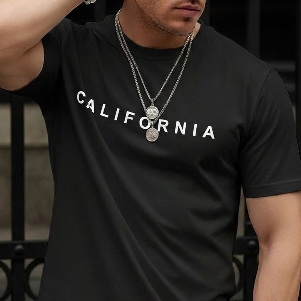 Camiseta Básica Casual Masculina Estampada California Estiloso Premium Academia Treino Presente