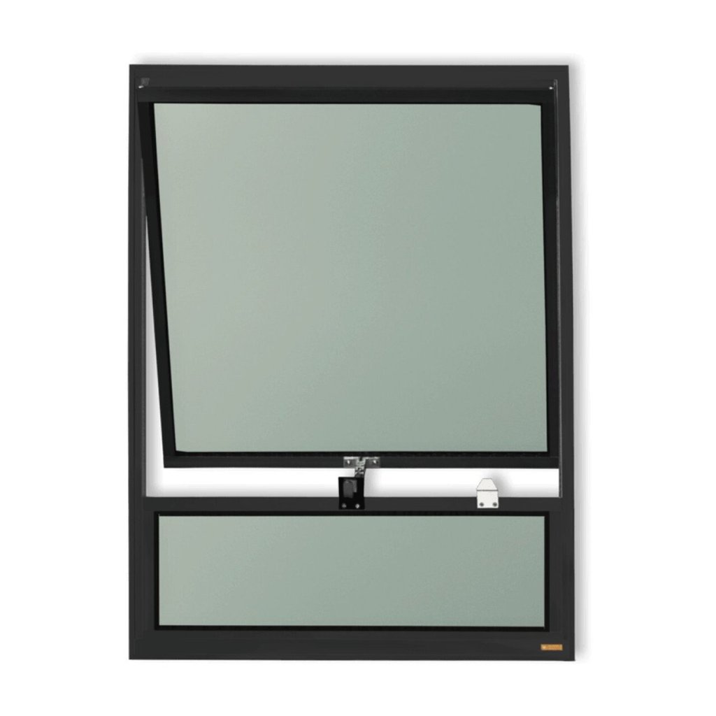 Janela de Alumínio Maxim-Ar com Bandeira 80x80cm Vidro Mini Boreal Plus Brimak Preto Preto