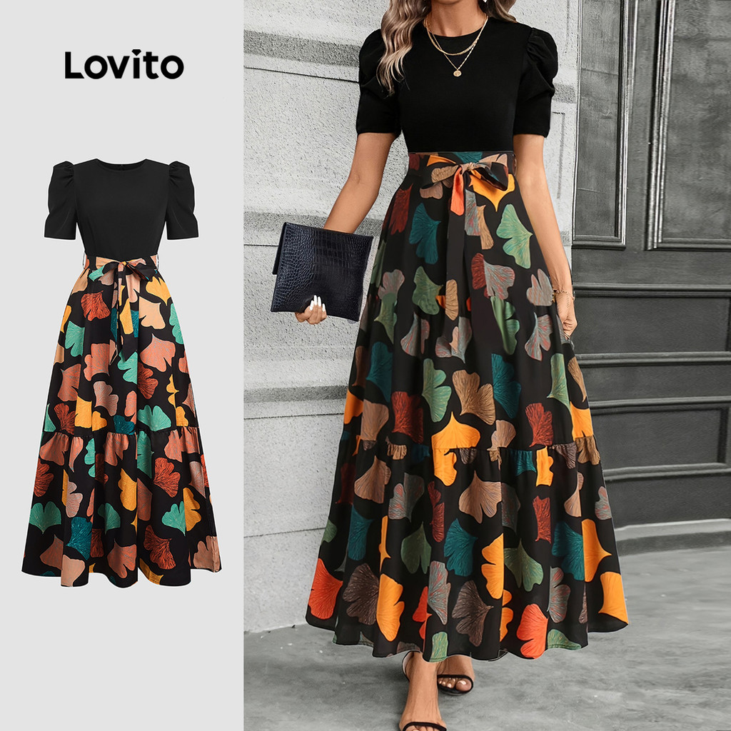 Lovito Vestido Casual Estrutura Linha Primavera/verão para Mulheres LK4LD286