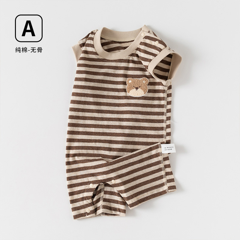 Macacão de bebê verão masculino feminino bebê listrado colete macacão fino sem mangas legal macacão Outing roupas infant