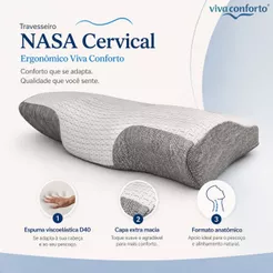 Travesseiro Nasa Cervical Viva Conforto Anatômico Ergonômico Antiácaro Hipoalergênico durma sem dor