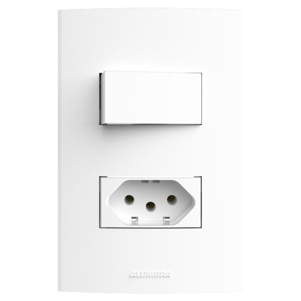 Conjunto 1 Interruptor Paralelo + 1 Tomada 2P+T 20A 250V~ com Placa 4x2 Inova Pró Alumbra