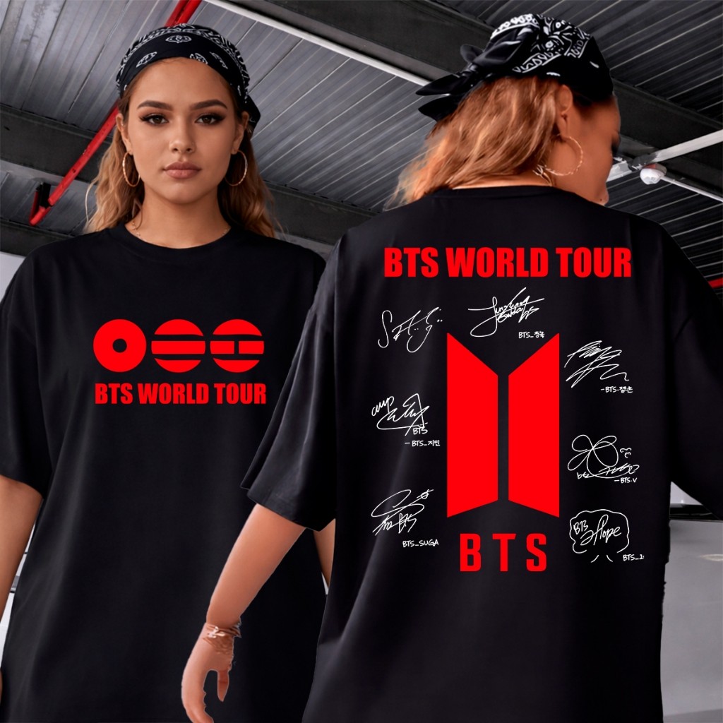 Camiseta Oversized Feminina Masculina Infantil Bts Tour Kpop 2026 BR Show Lançamento 100% Algodão