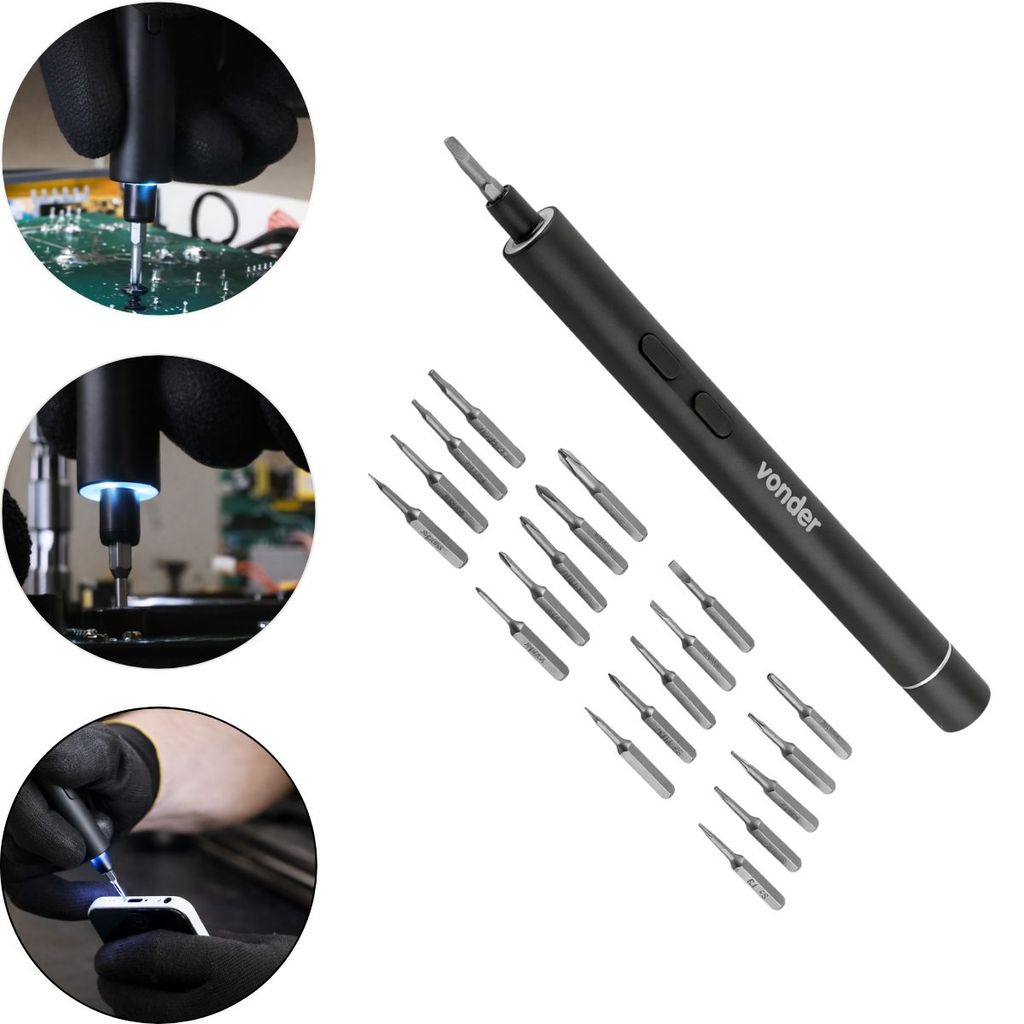 Mini Parafusadeira  Precisão Bateria Caneta LED Compacta Celular Vonder 3,7v Recarregavel Bateria Dura Muito