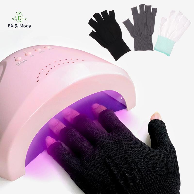 EA & Moda Luva Da Arte Do Prego De Proteção Uv Anti Contra Radiação Luvas Protetor Para Gel Lâmpada Led Ferramenta .