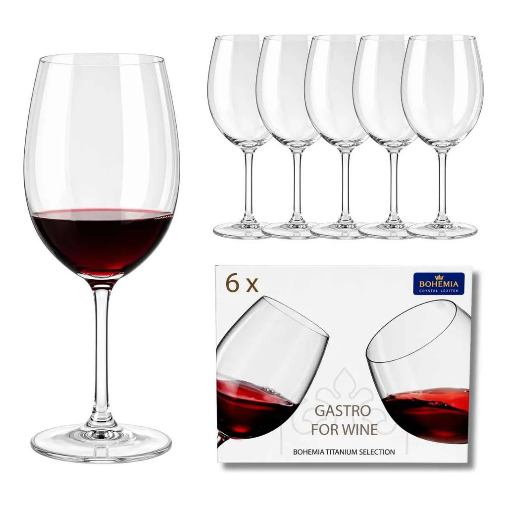 Jogo 06 Unidades De Taças Vinho Tinto 580ml Cristal Bohemia Cristal