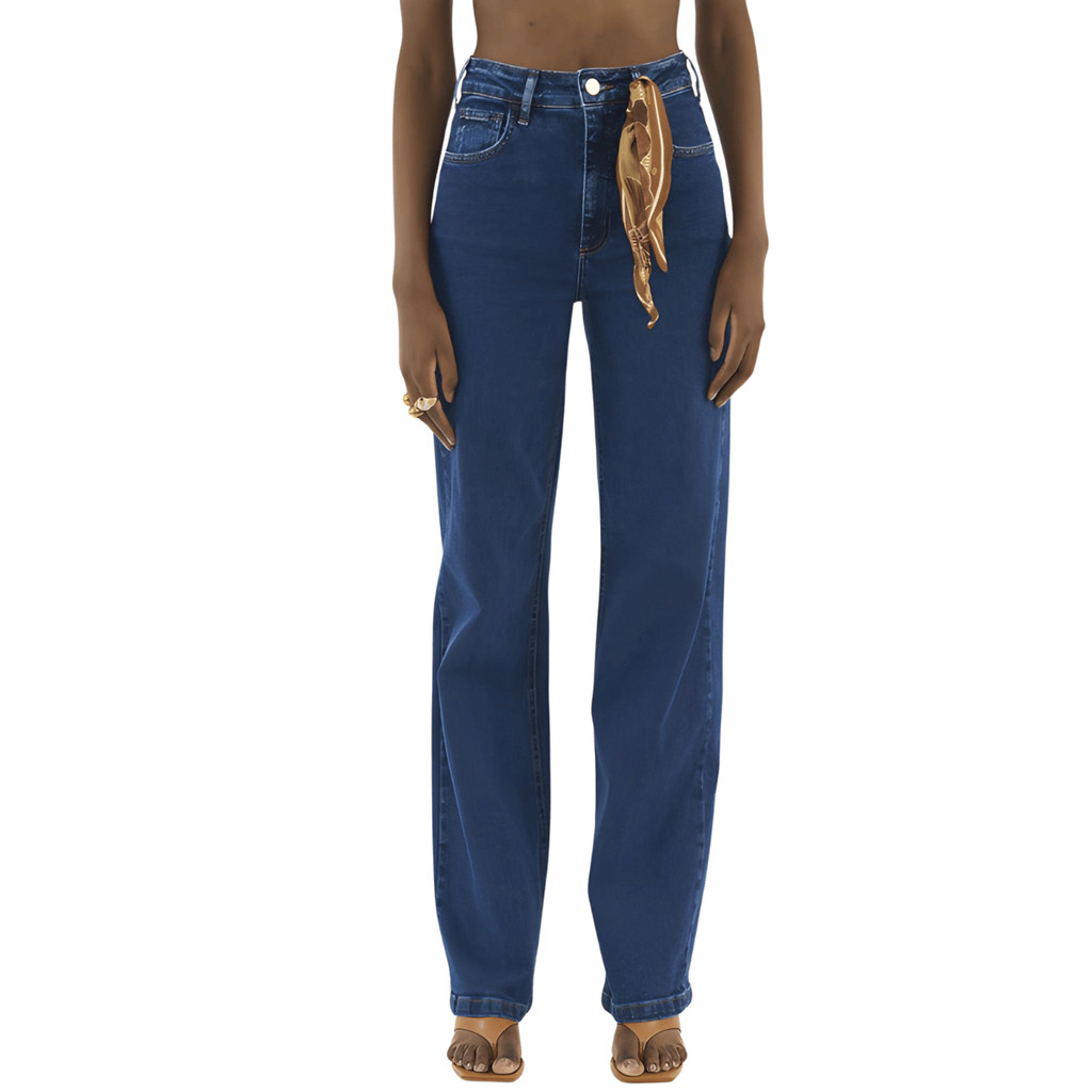 Calça Jeans Feminina Reta Com Lenço Juliette Colcci