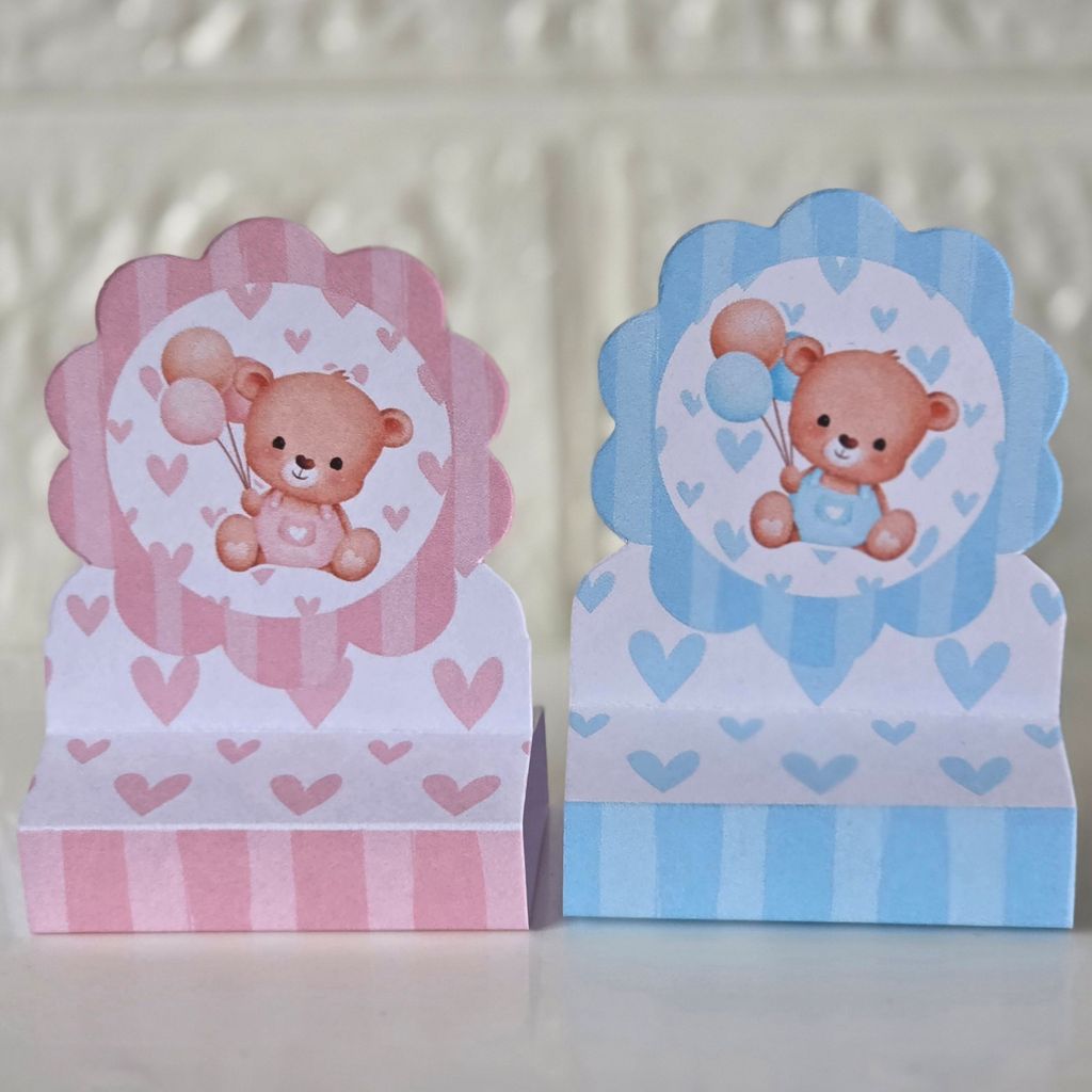 Porta bis duplo Ursinhos ROSA E AZUL - PEGUE E MONTE - chá de bebê revelação fraldas kit festa lembrancinhas mimos