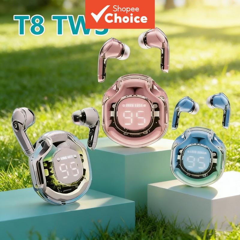  T8 Fones de ouvido TWS sem fio, fone de ouvido Bluetooth, fone de ouvido para jogos esportivos, fone de ouvido com