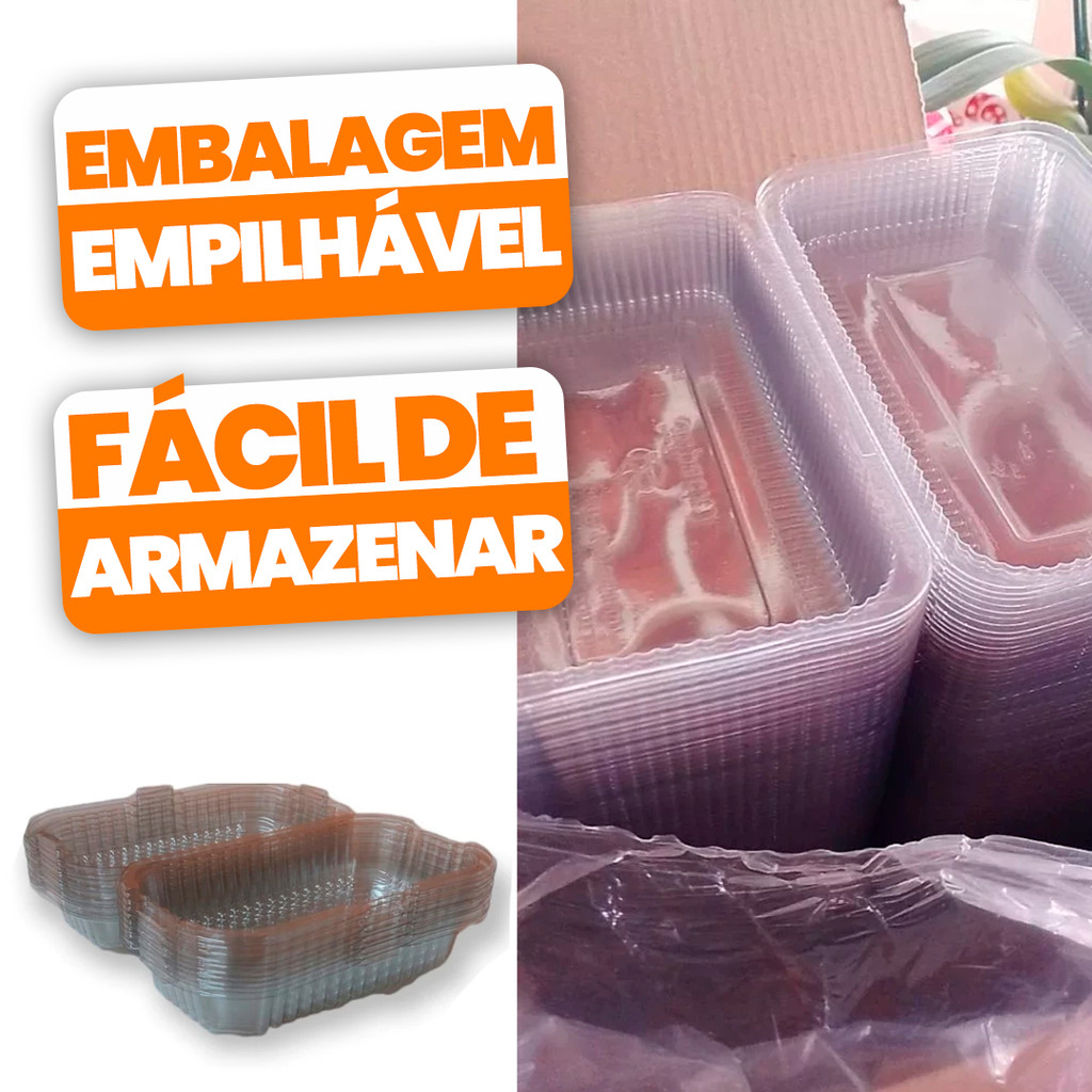 Detalhes do Embalagem Doces Brigadeiro Tortas e Bolos 350 ml Plástica Retangular BP10 Alta 10 a 100un