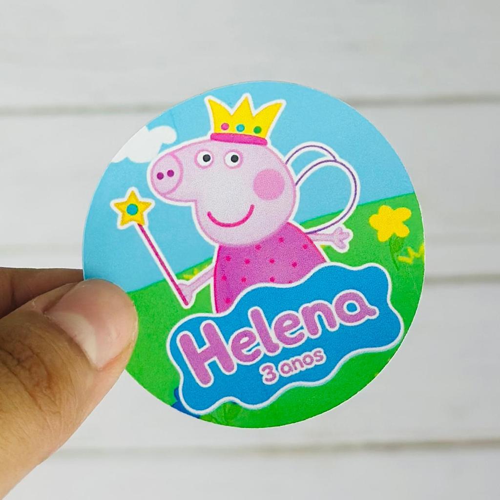 Adesivos Peppa Personalizados Com Nome 5x5 cm Lembrancinha Aniversário Infantil Decoração Mimos