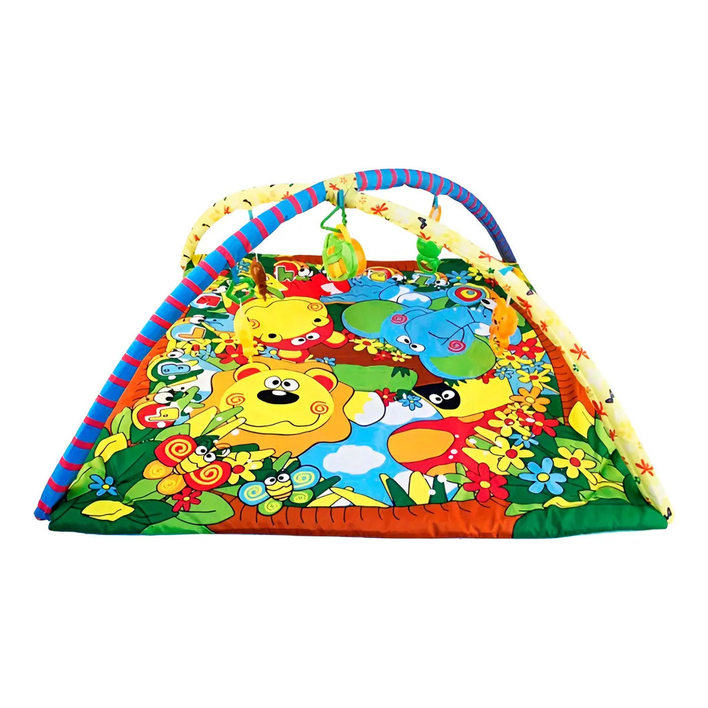 Tapete Infantil Musical Para Bebê Com Móbile 5 Brinquedos Estímulo Sensorial e Desenvolvimento