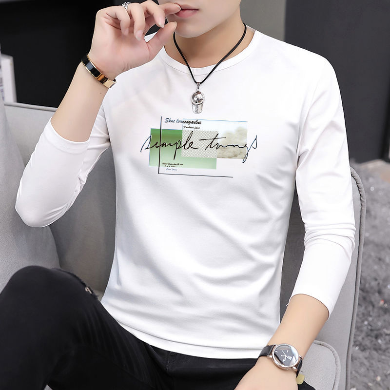 Camiseta masculina de manga comprida 2025 novo estilo Street Wear ins Super quente primavera outono camiseta masculina e