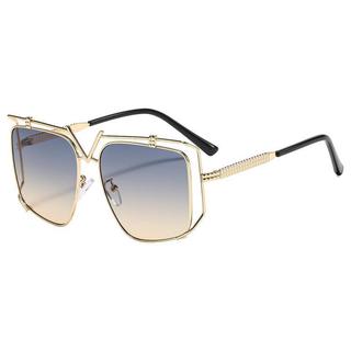 Óculos de sol de metal com armação grande, estilo aviador punk, para mulher, com proteção UV400, formato quadrado, óculo