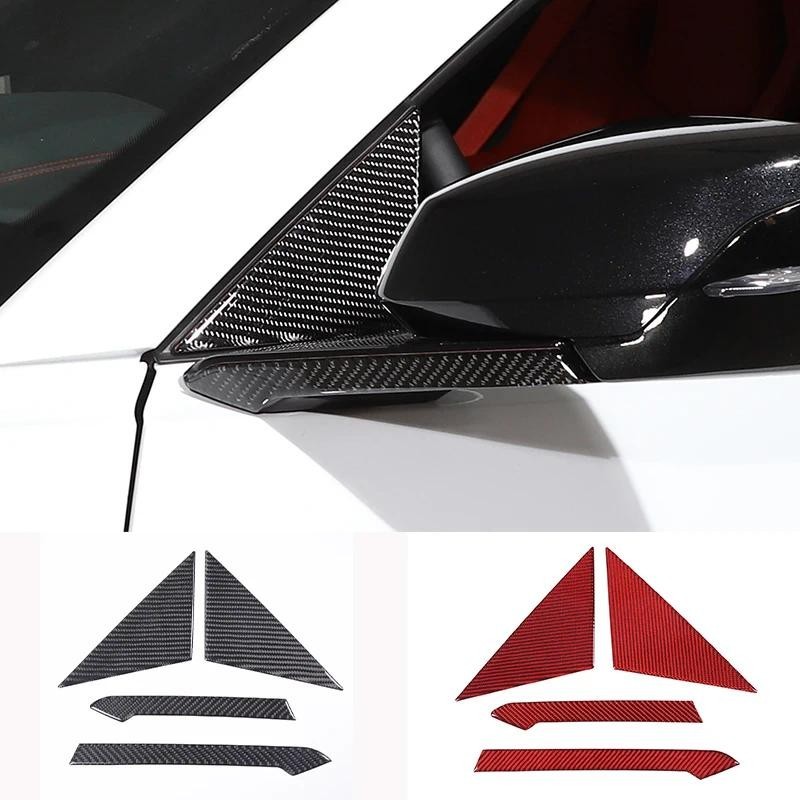 Fibra De Carbono Macio Carro Invertendo Espelho Base Decoração Adesivos Guarnição Para Chevrolet Corvette C8 Stingray Z5