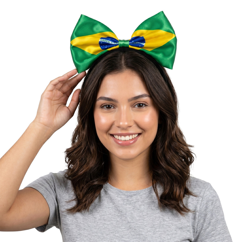 Tiara De Arquinho Com Laço Do Brasil Para Torcedoras Futebol Copa Do Mundo 2026
