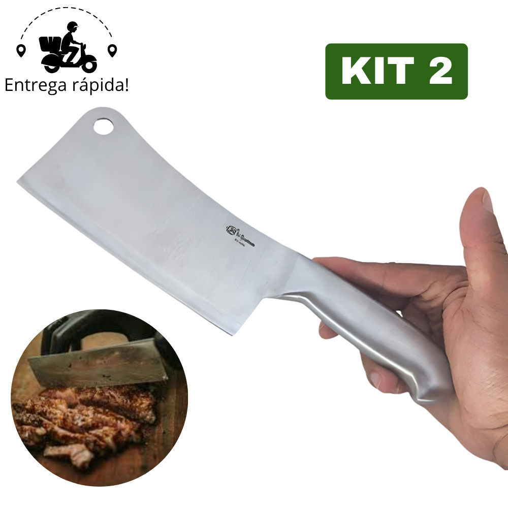 Kit 2 Machadinha Profissional em Aço Inox Cutelo para Churrasco e Carne MC