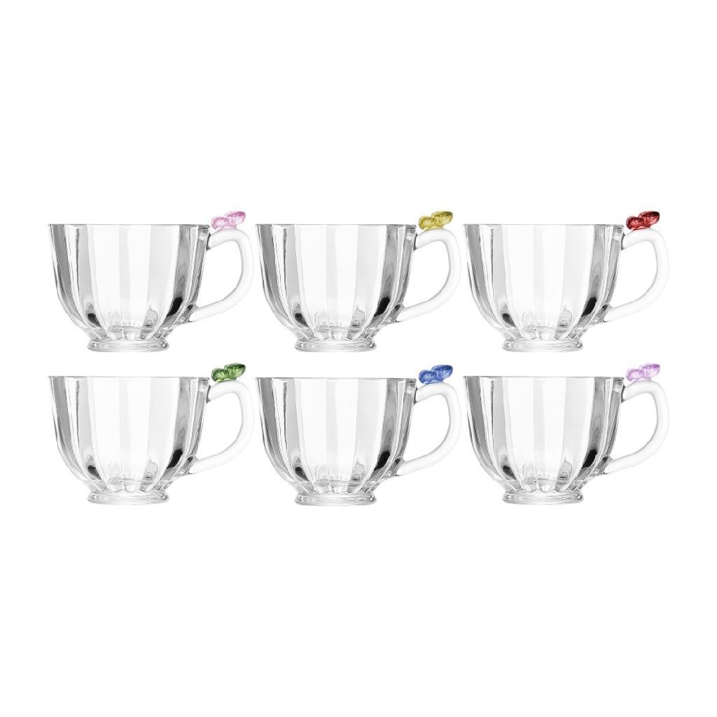 Jogo Xícaras Chá Cristal Fairy Butterfly Lyor 6 Peças 200ml Sortidas Luxo Para Receber Bem
