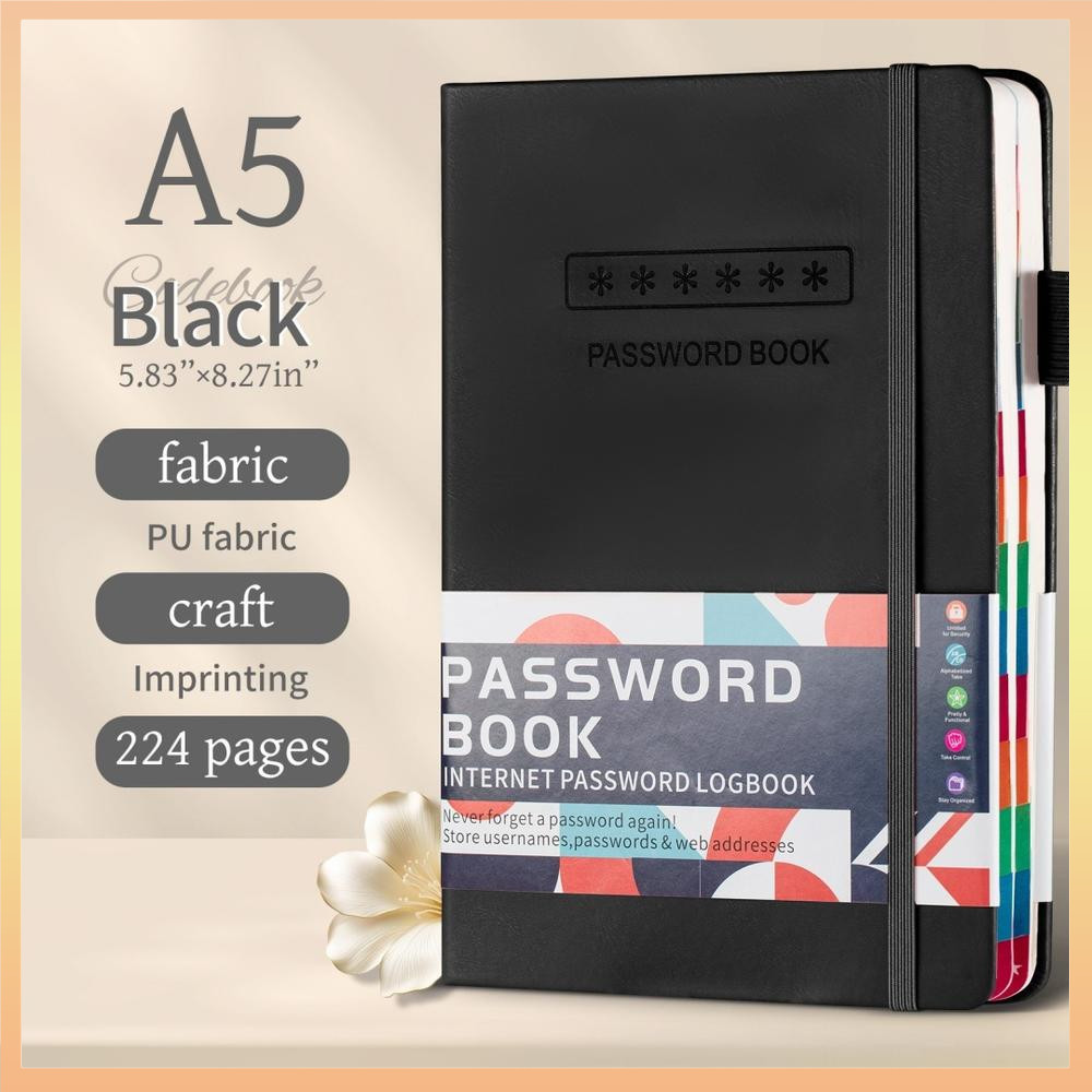 Organizador De Login De Couro Caderno Senha Elástica Livro Premium Seguro Keeper Para Escritório Armazenamento Site