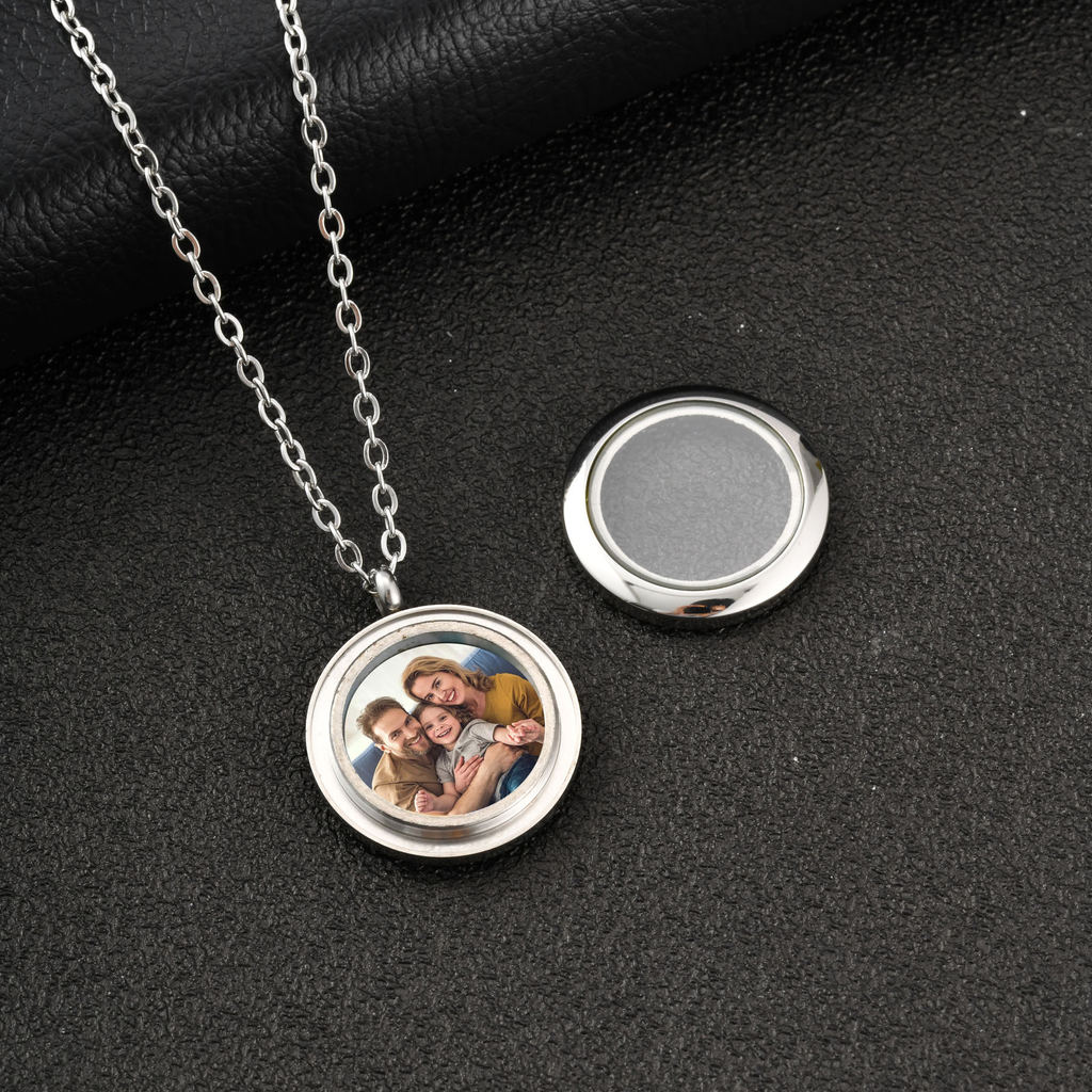 Colar Com Pingente De Foto Redonda Que Pode Ser Aberto Vnox, Medalhão De Vidro De Aço Inoxidável, Presente Personaliza · foto 2