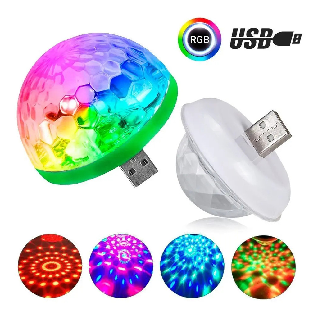 Mini Globo De Luz Usb Rgb + Adaptador Tipo C e V8 Para Celular Bola Mágica de Led Com Sensor