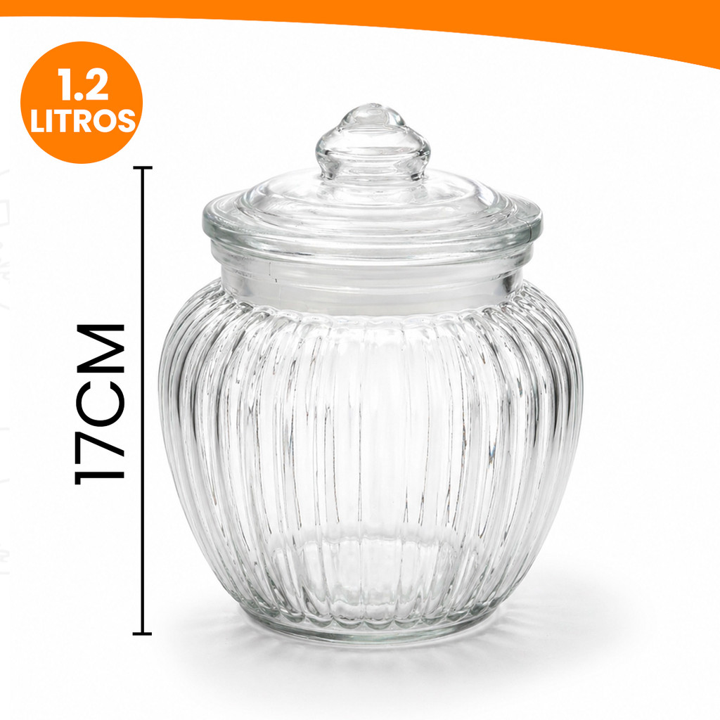 Bomboniere de Vidro Grande Pote Potiche 17cm Com Tampa Elegante Doces Balas Baleiro Decoração Luxo