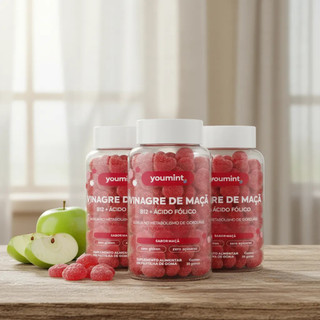 Kit 3 Vinagre de Maçã Youmint Em Gummy Acelerador de Metabolismo Suplemento Emagrecimento Diário