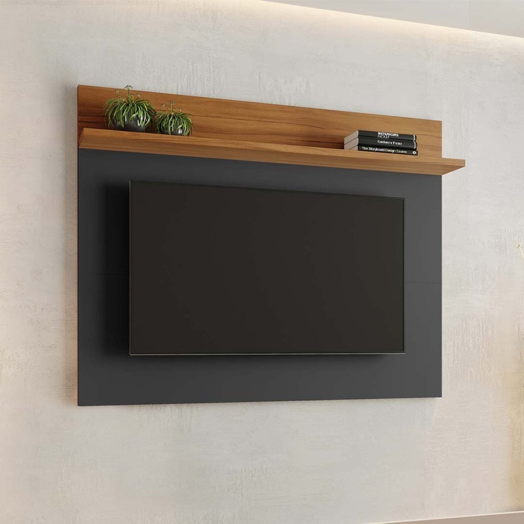 Painel para TV até 50 Polegadas 135,4cmx105,8cm Nt 1185 Preto Tx/Freijo Trend Preto TX/Freijo Trend