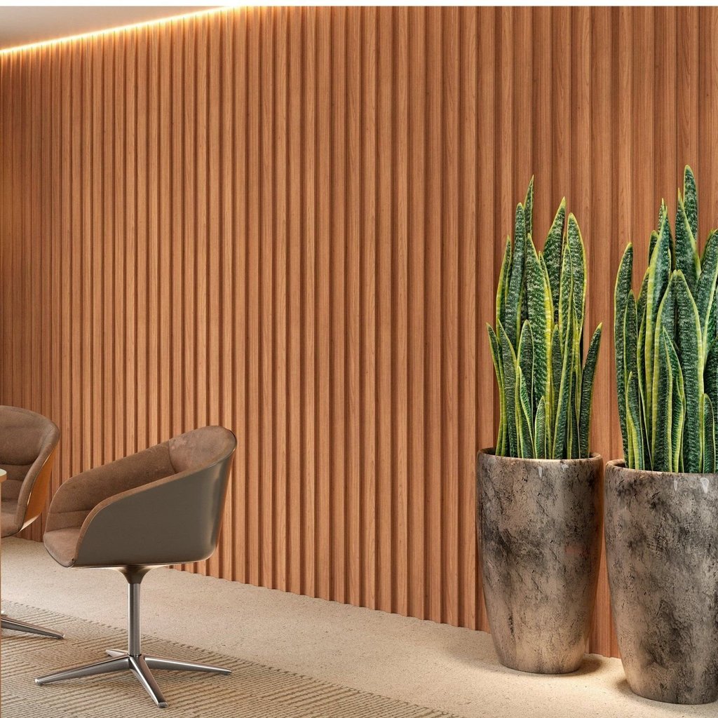 Painel Ripado em Placa 100% MDF 134x250cm (3,35m²) Freijó/Madeirado